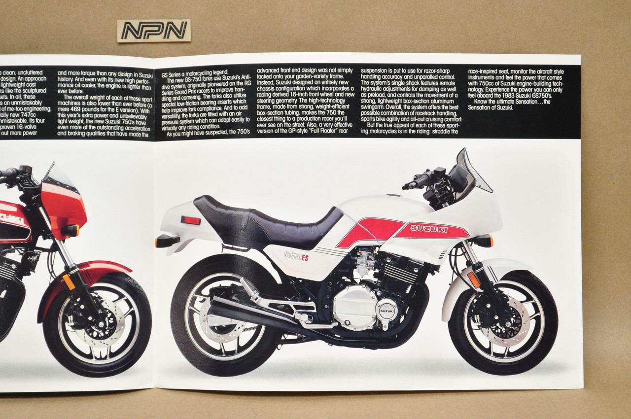 Vintage NOS 1983 Suzuki GS750 E GS750 ES Motorcycle Brochure Dealer Specs OEM