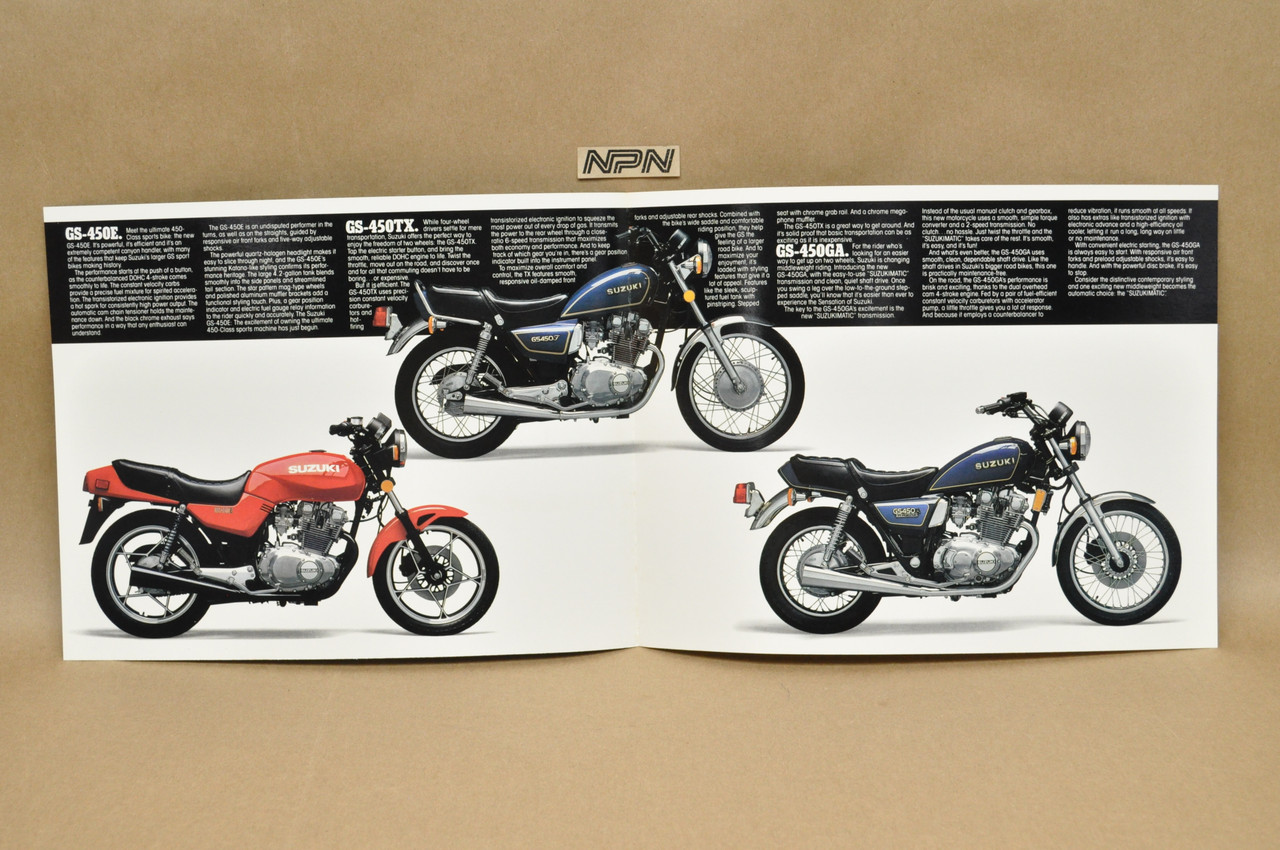 Vintage NOS 1983 Suzuki GS450 E GS450 TX GS450 GA Brochure Dealer Specs OEM