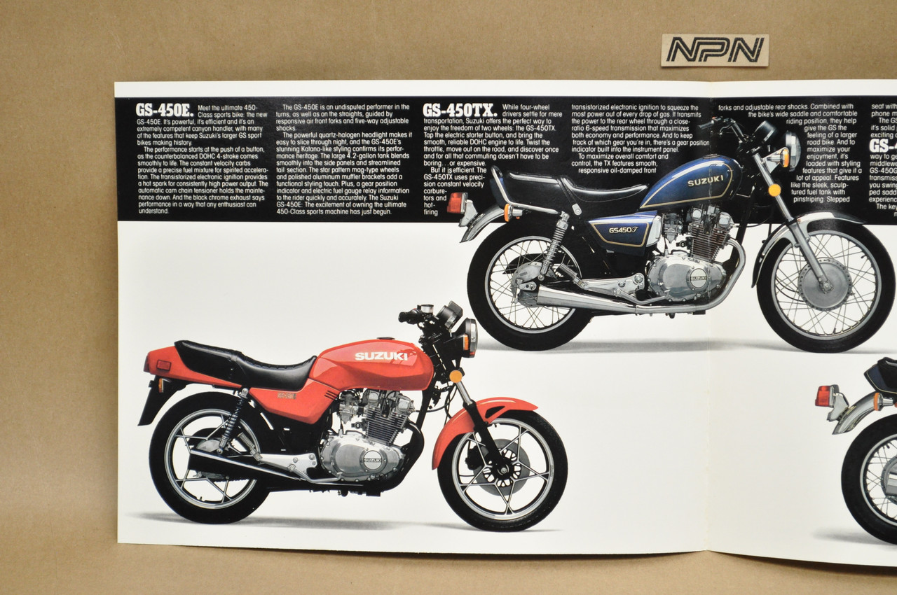 Vintage NOS 1983 Suzuki GS450 E GS450 TX GS450 GA Brochure Dealer Specs OEM