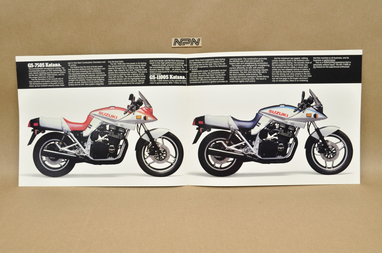 Vintage NOS 1983 Suzuki GS750 S GS1100 S Katanas Brochure Dealer Specs OEM