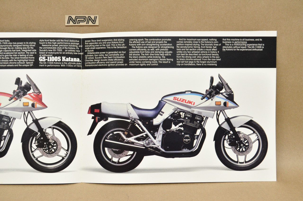 Vintage NOS 1983 Suzuki GS750 S GS1100 S Katanas Brochure Dealer Specs OEM