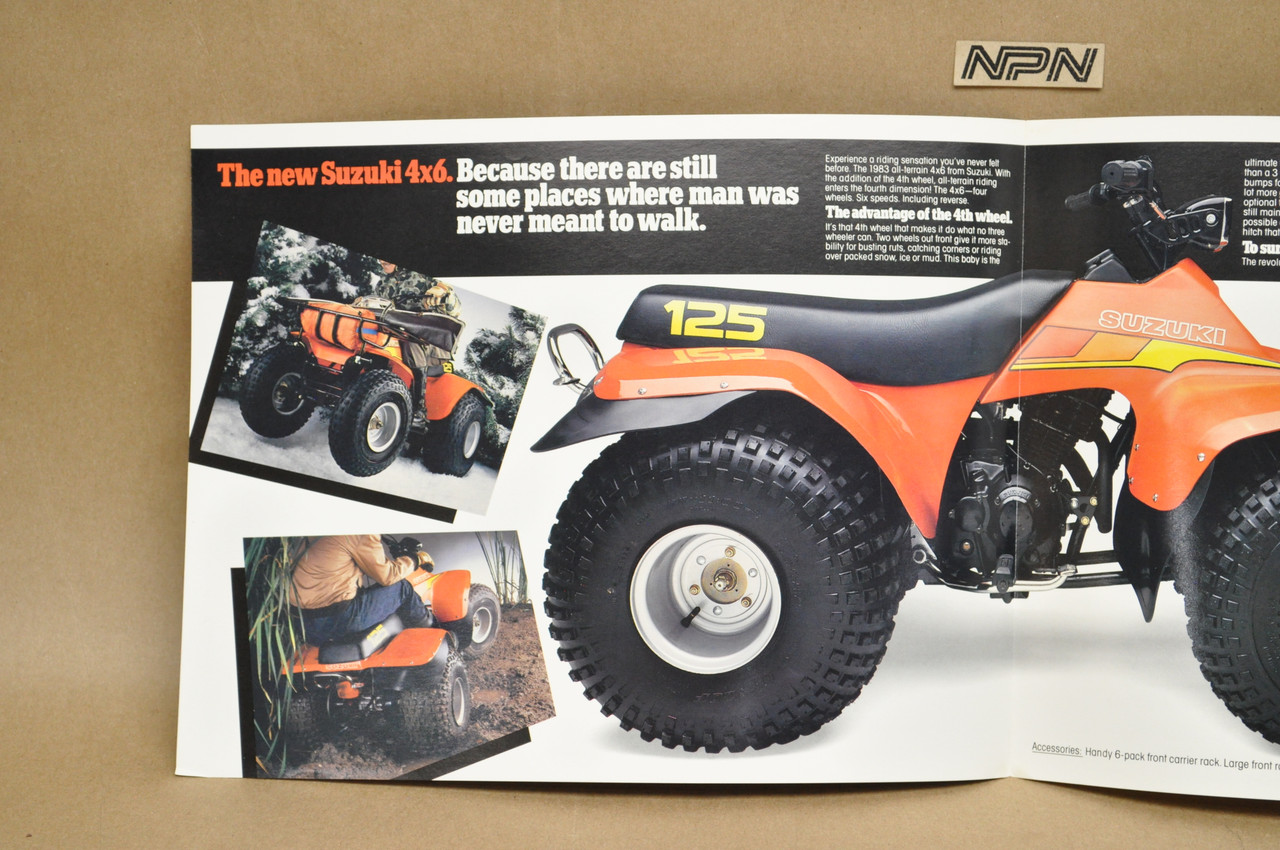 Vintage NOS 1983 Suzuki LT125 4x6 QuadRunner ATV Brochure Dealer Specs OEM