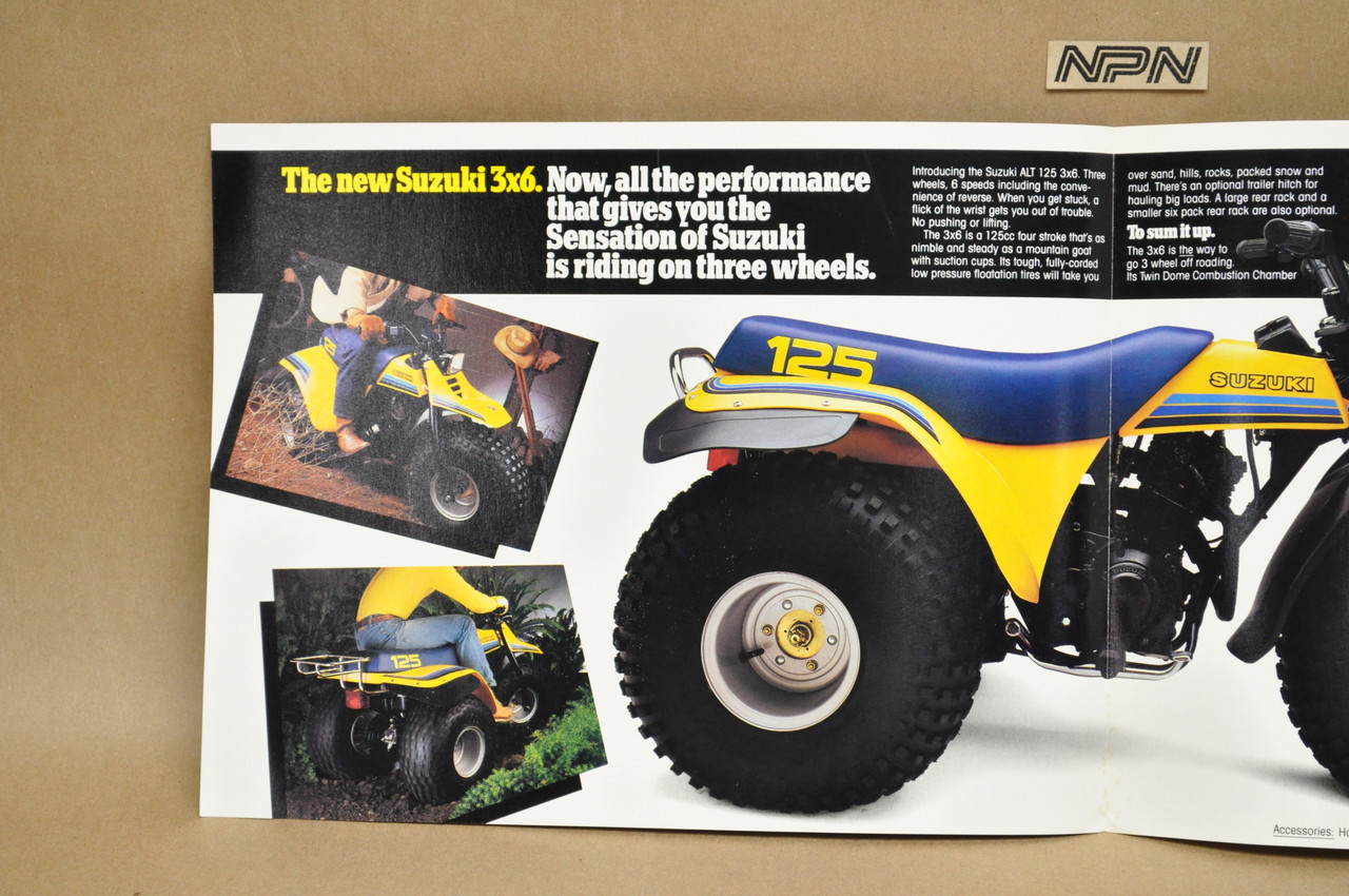 Vintage NOS 1983 Suzuki ALT125 3x6 3 Wheeler ATV Brochure Dealer Specs OEM