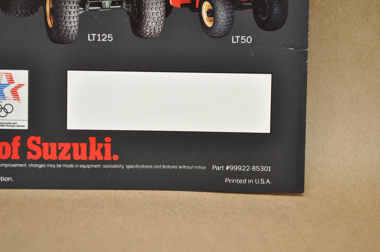 Vintage NOS 1985 Suzuki LT250 EF Quadrunner ATV Brochure Dealer Specs OEM