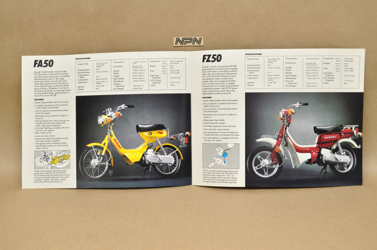 Vintage NOS 1982 Suzuki FA50 Shuttle FZ50 Brochure Moped Dealer Specs OEM
