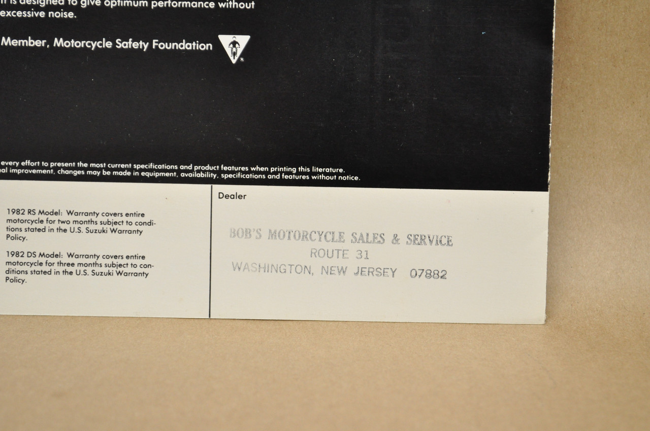 Vintage NOS 1982 Suzuki DR500 SP500 Brochure Moped Dealer Specs OEM