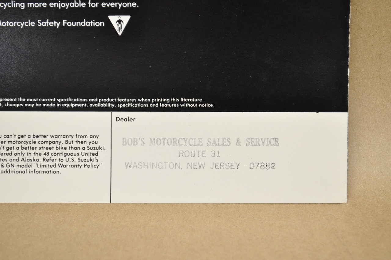 Vintage NOS 1982 Suzuki GS550 L Brochure Motorcycle Dealer Specs OEM