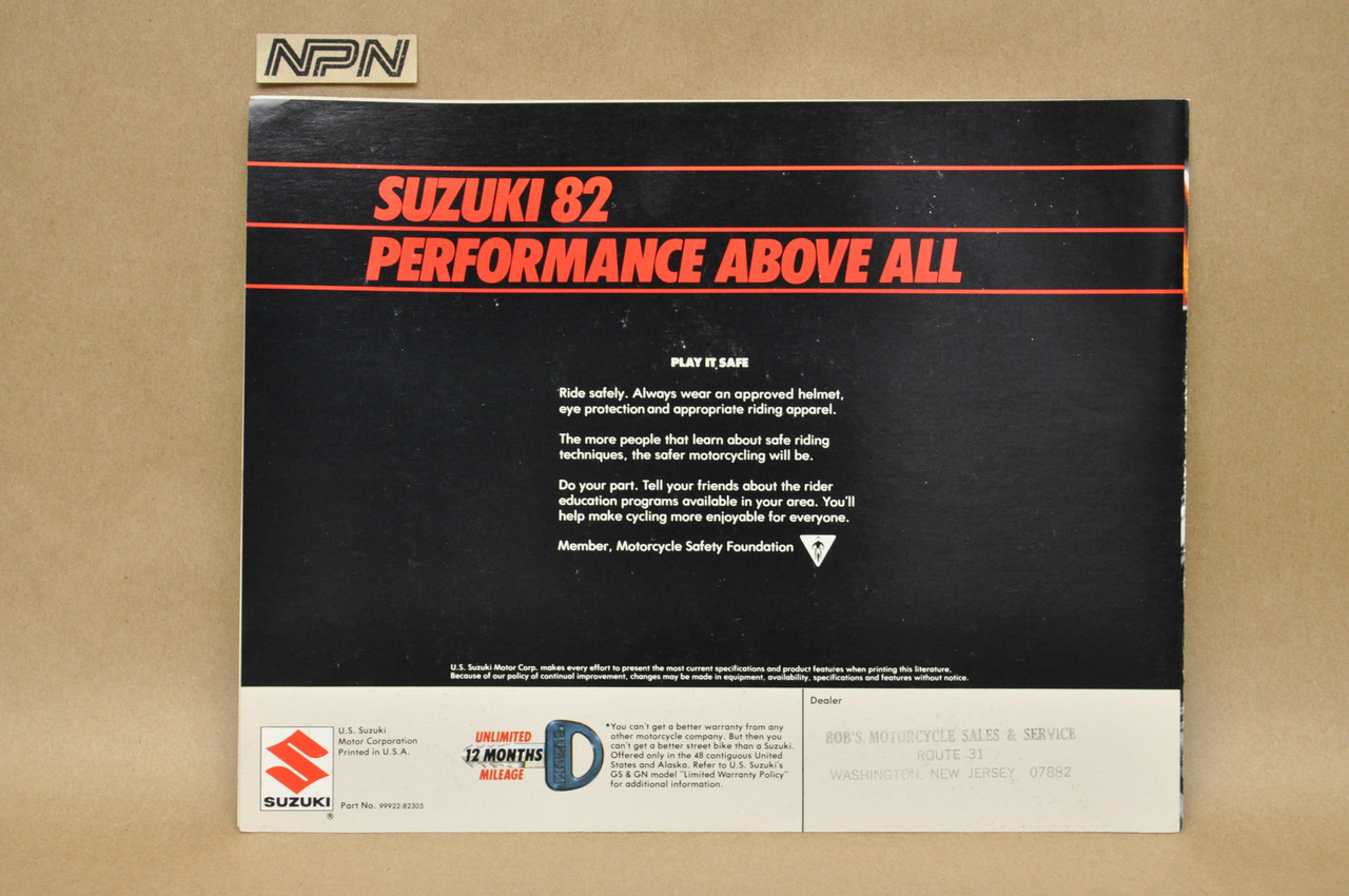 Vintage NOS 1982 Suzuki GS550 M Katana Brochure Motorcycle Dealer Specs OEM