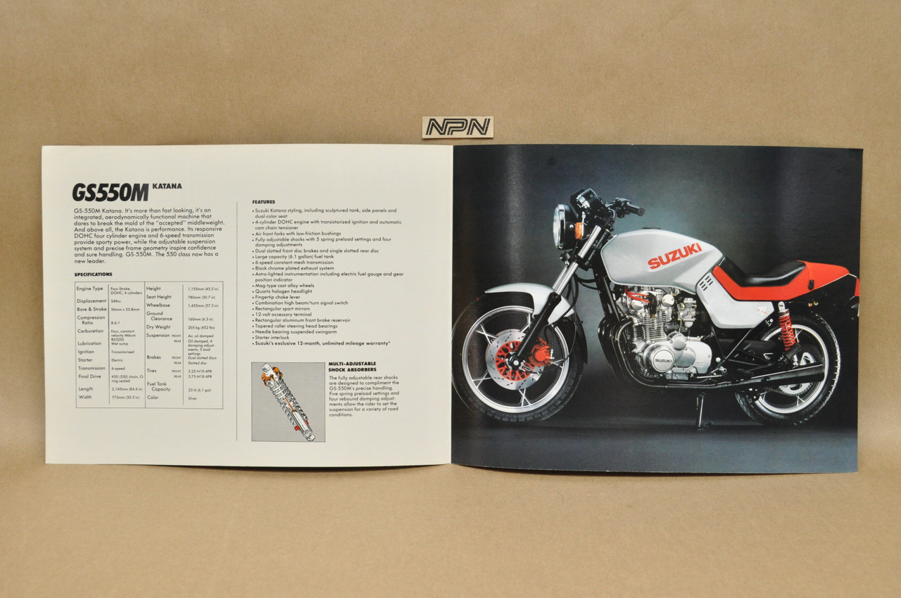 Vintage NOS 1982 Suzuki GS550 M Katana Brochure Motorcycle Dealer Specs OEM