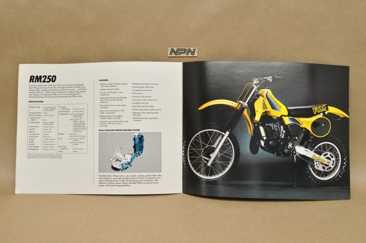 Vintage NOS 1982 Suzuki RM60 RM80 RM125 RM250 RM465 Brochure Dealer Specs OEM