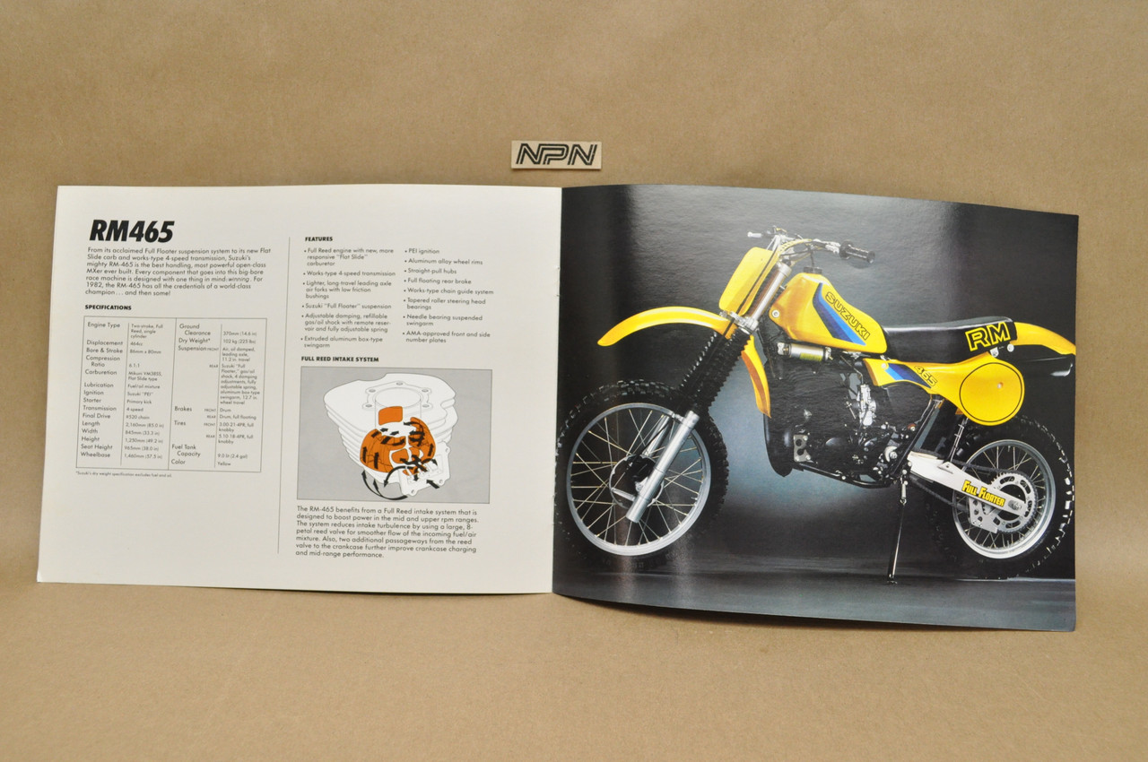 Vintage NOS 1982 Suzuki RM60 RM80 RM125 RM250 RM465 Brochure Dealer Specs OEM