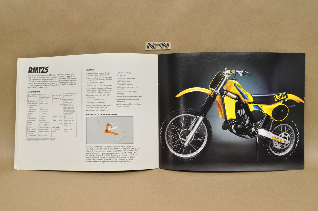 Vintage NOS 1982 Suzuki RM60 RM80 RM125 RM250 RM465 Brochure Dealer Specs OEM
