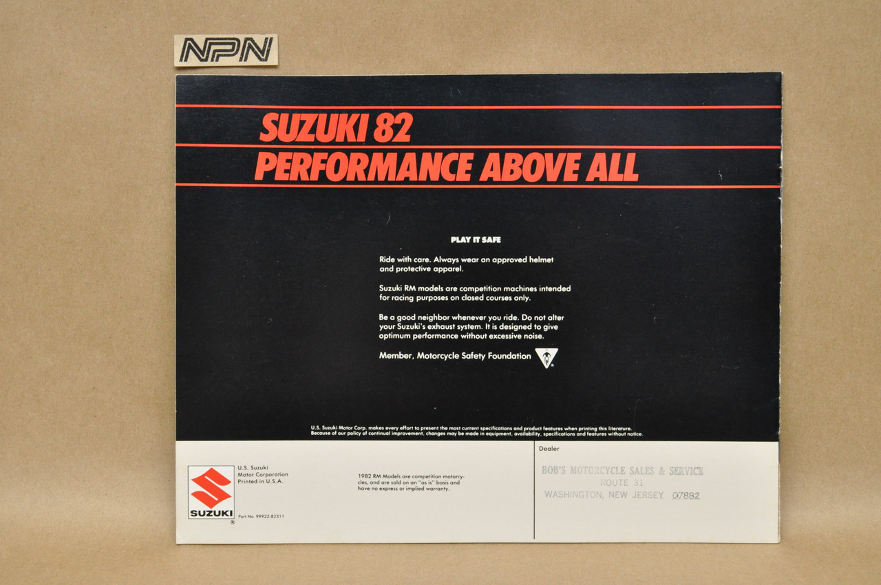 Vintage NOS 1982 Suzuki RM60 RM80 RM125 RM250 RM465 Brochure Dealer Specs OEM