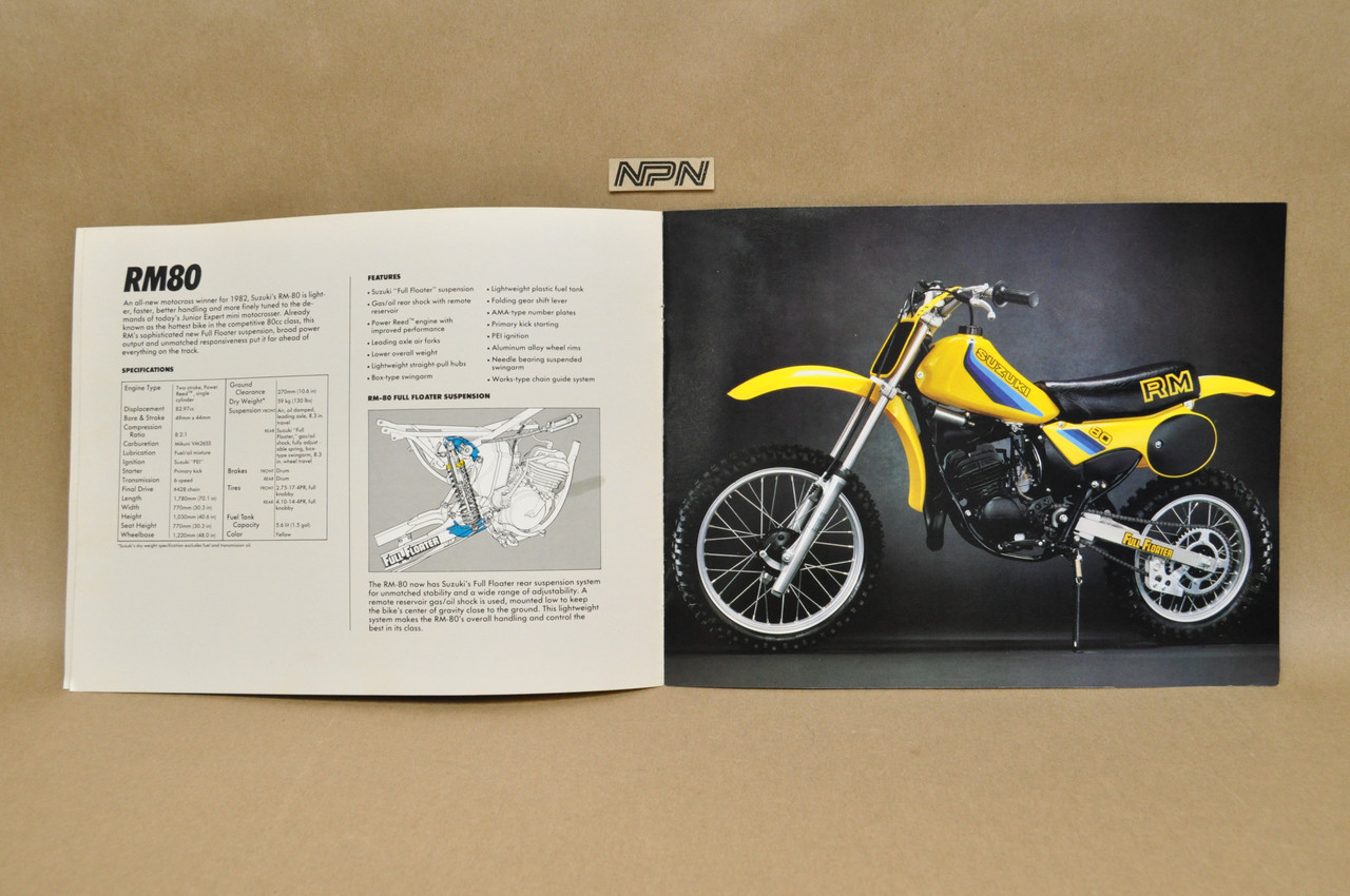 Vintage NOS 1982 Suzuki RM60 RM80 RM125 RM250 RM465 Brochure Dealer Specs OEM