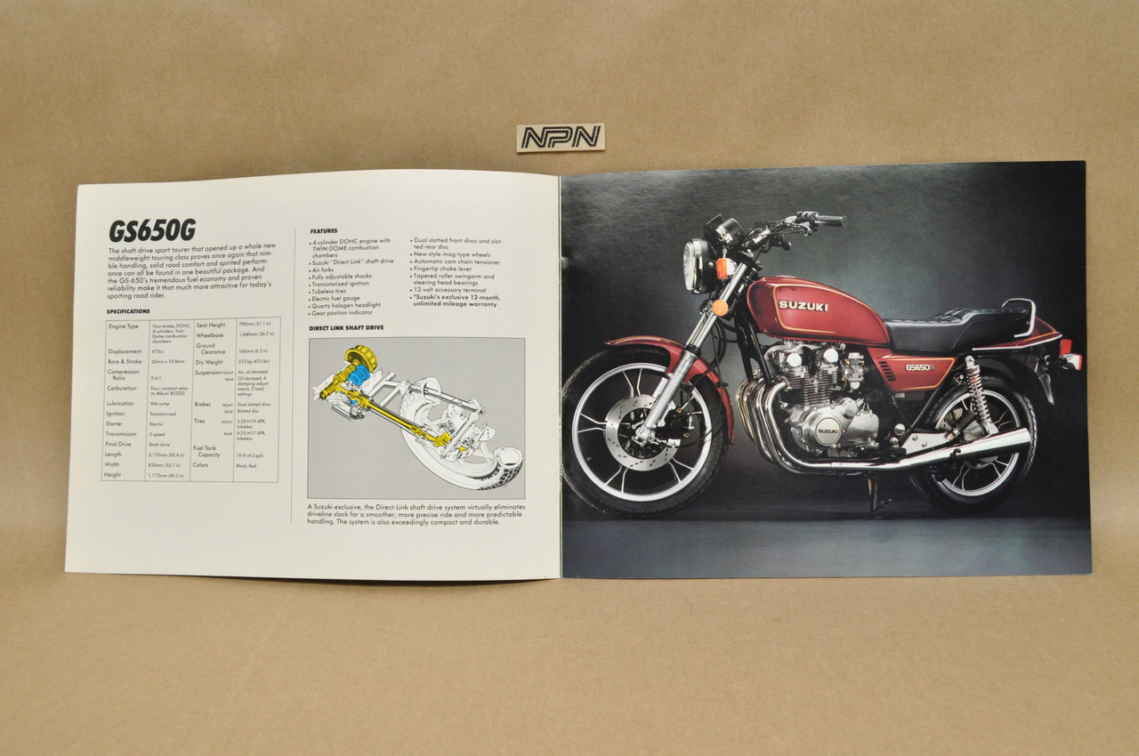 Vintage NOS 1982 Suzuki GS650 G GS850 G GS1100 G Brochure Dealer Specs OEM