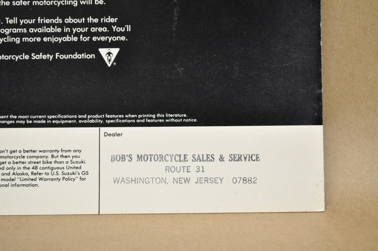 Vintage NOS 1982 Suzuki GS650 G GS850 G GS1100 G Brochure Dealer Specs OEM