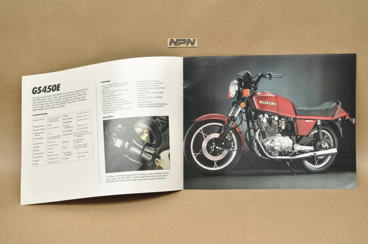 Vintage NOS 1982 Suzuki GS450 E GS450 T GS450 TX GS450 L Brochure Dealer Specs