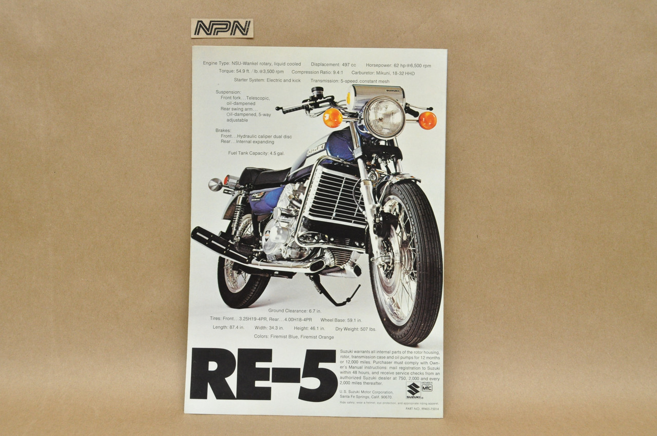 Vintage NOS Suzuki RE-5 RE5 Rotary Engine Brochure Motorcycle Dealer Specs OEM