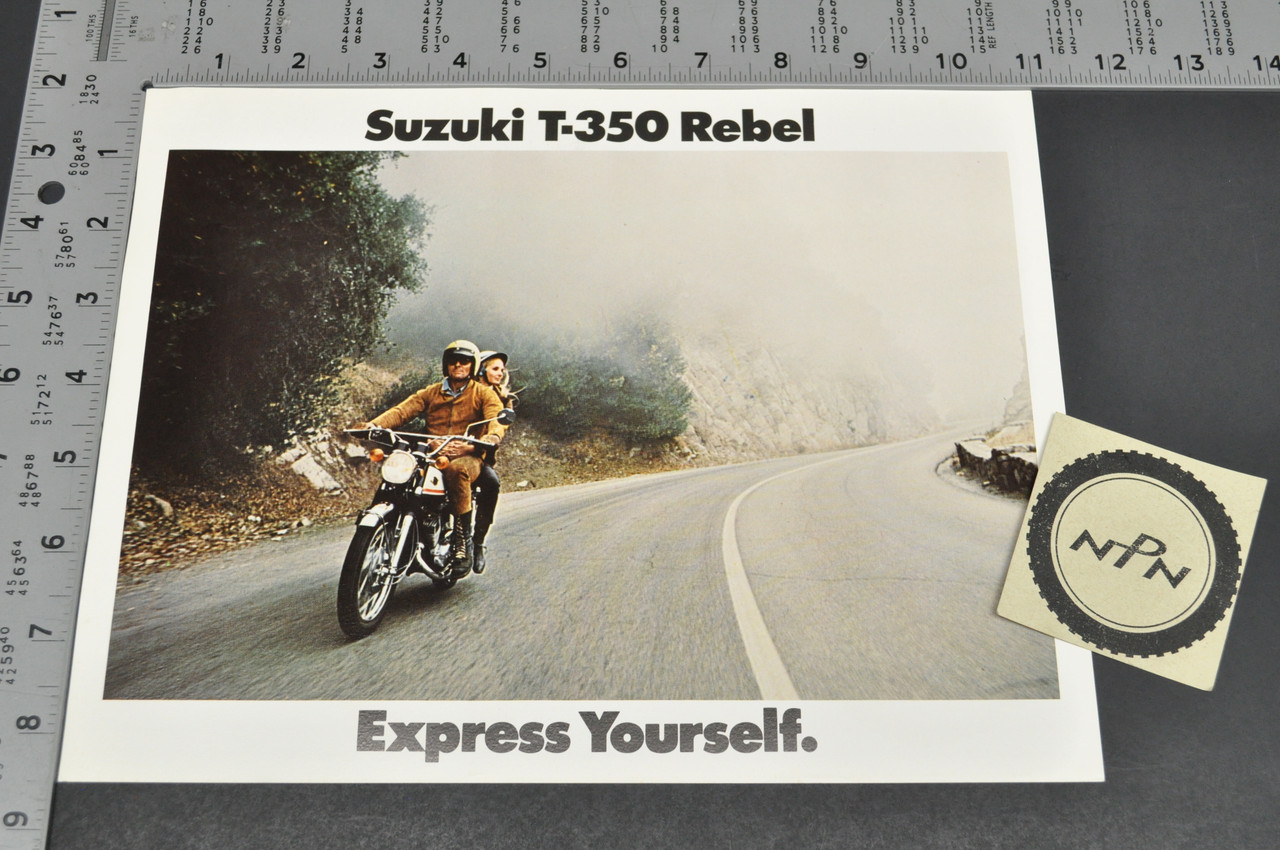 Vintage NOS 1969-70 Suzuki T350 Rebel Motorcycle Brochure Dealer Specs OEM