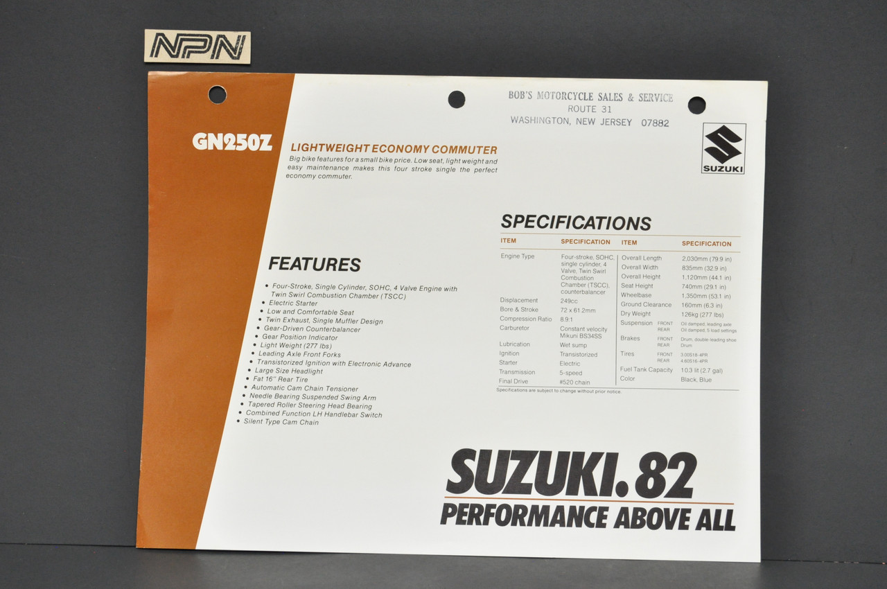 Vintage NOS 1969-70 Suzuki T125 Stinger Motorcycle Brochure Dealer Specs OEM