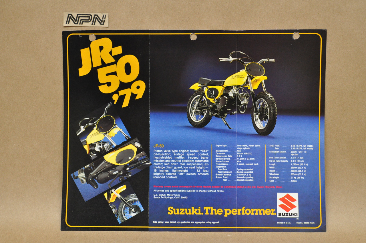 Vintage 1979 Suzuki JR50 OR50 Motorcycle Brochure Dealer Specs OEM