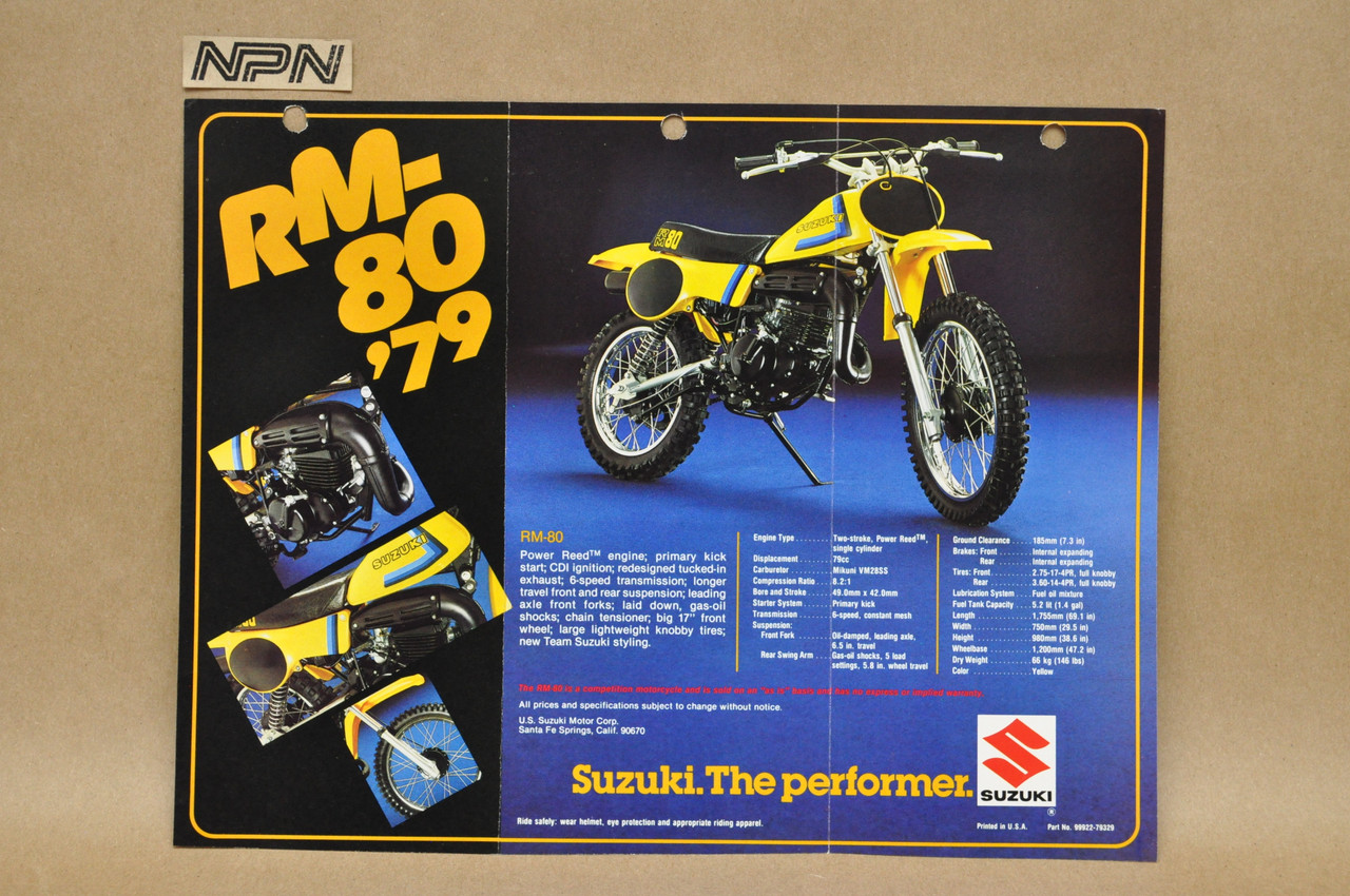 Vintage 1979 Suzuki RM80 RM50 Motocross Brochure Motorcycle Dealer Specs OEM