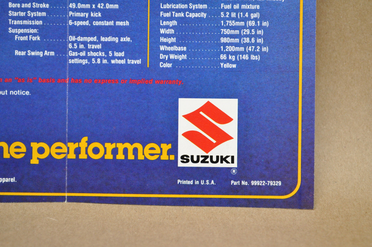Vintage 1979 Suzuki RM80 RM50 Motocross Brochure Motorcycle Dealer Specs OEM