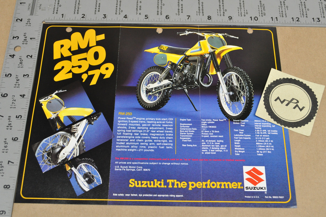 Vintage 1979 Suzuki RM250 RM400 Motocross Brochure Motorcycle Dealer Specs OEM