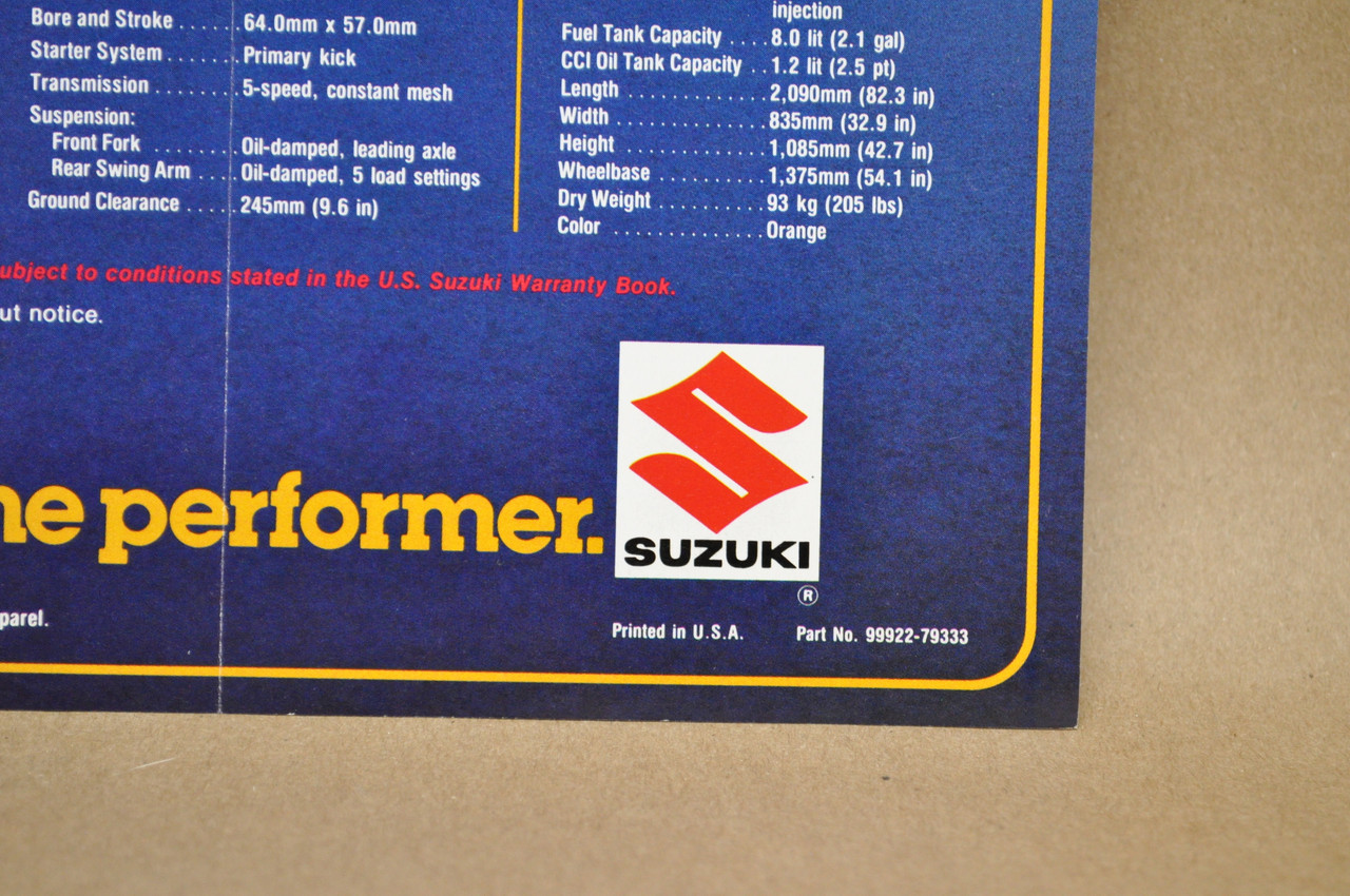 Vintage 1979 Suzuki DS125 DS185 Motorcycle Brochure Dealer Specs OEM