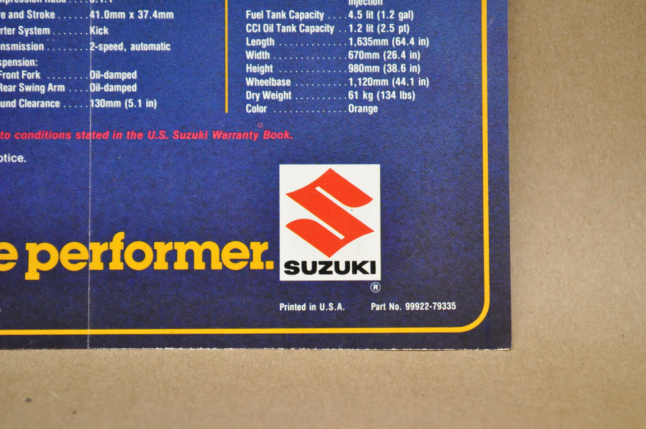 Vintage 1979 Suzuki FZ50 Moped Brochure Motorcycle Dealer Specs OEM