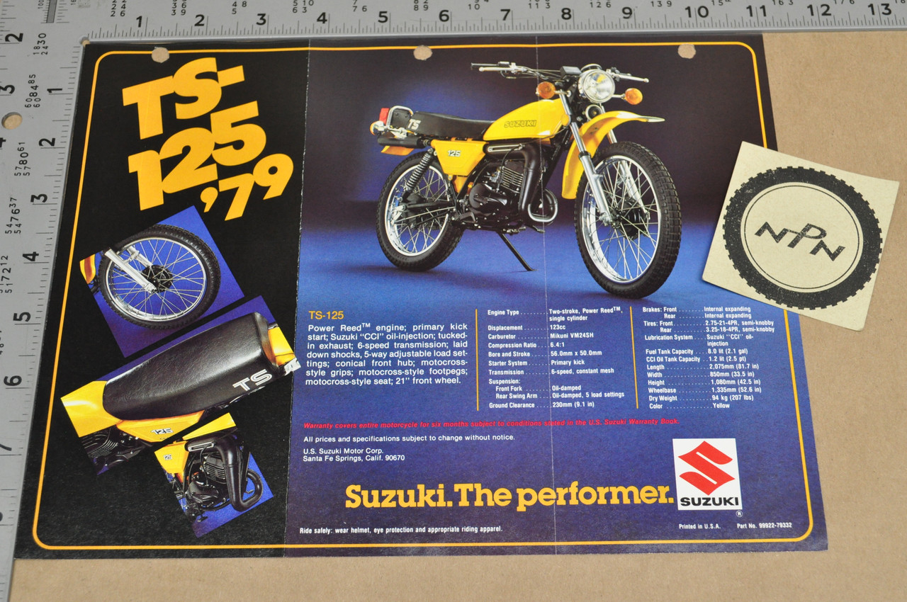 Vintage 1979 Suzuki TS125 TS100 Trail Motorcycle Brochure Dealer Specs OEM