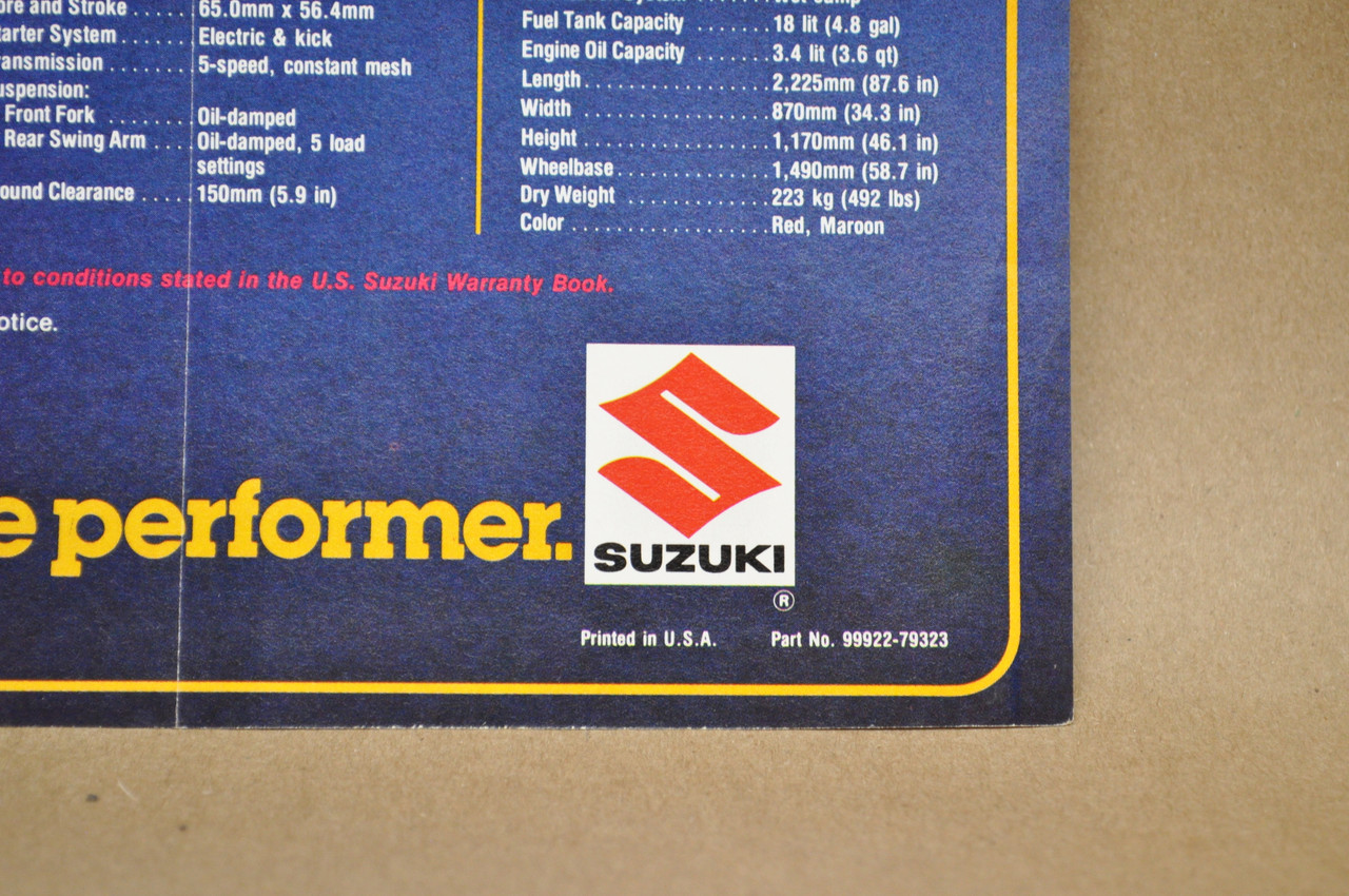 Vintage 1979 Suzuki GS750 E Motorcycle Sales Brochure Dealer Specs OEM