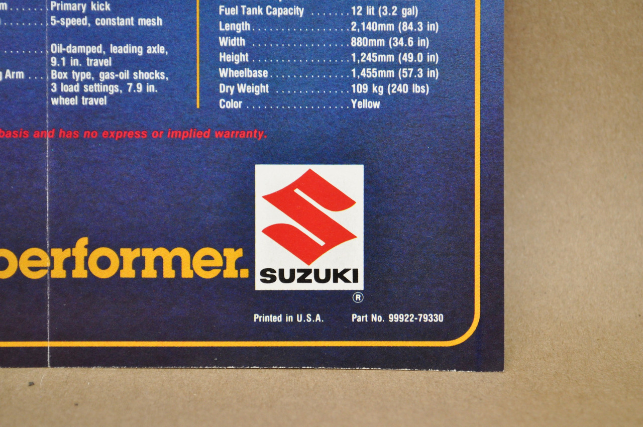 Vintage 1979 Suzuki PE250 PE175 Motorcycle Sales Brochure Dealer Specs OEM