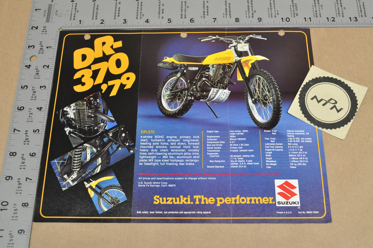 Vintage 1979 Suzuki SP370 DR370 Motorcycle Sales Brochure Dealer Specs OEM