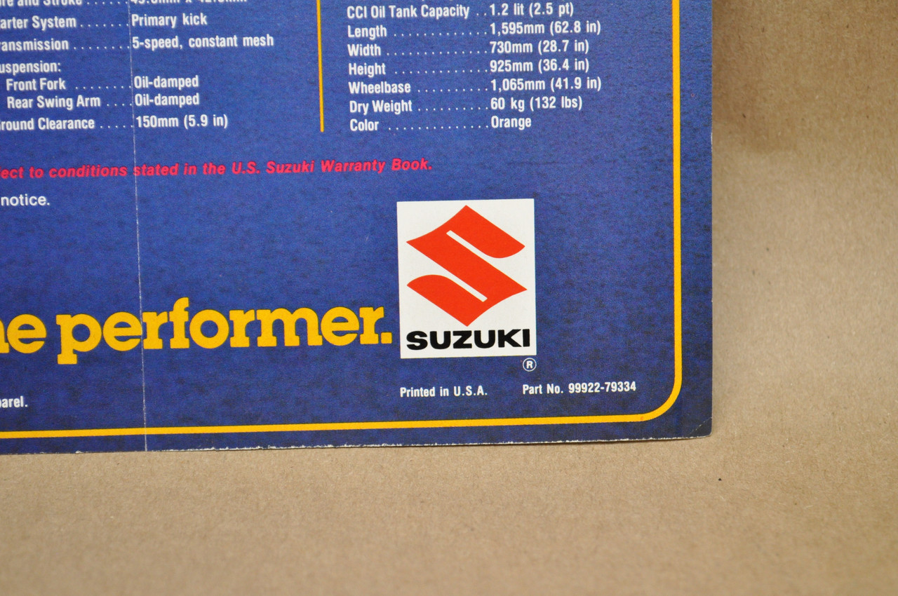 Vintage 1979 Suzuki DS100 DS80 Motorcycle Sales Brochure Dealer Specs OEM