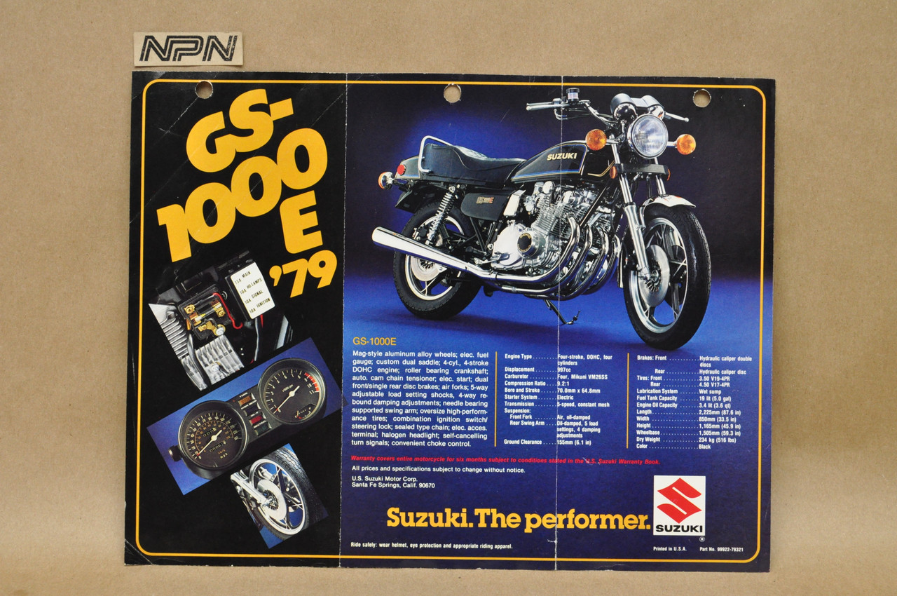 Vintage 1979 Suzuki GS1000 E Motorcycle Sales Brochure Dealer Specs OEM