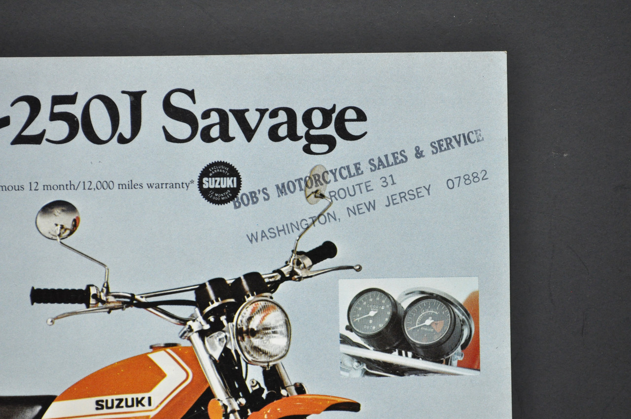 Vintage NOS 1973 Suzuki TS250 J Savage TM250 J Champion Brochure Dealer Specs