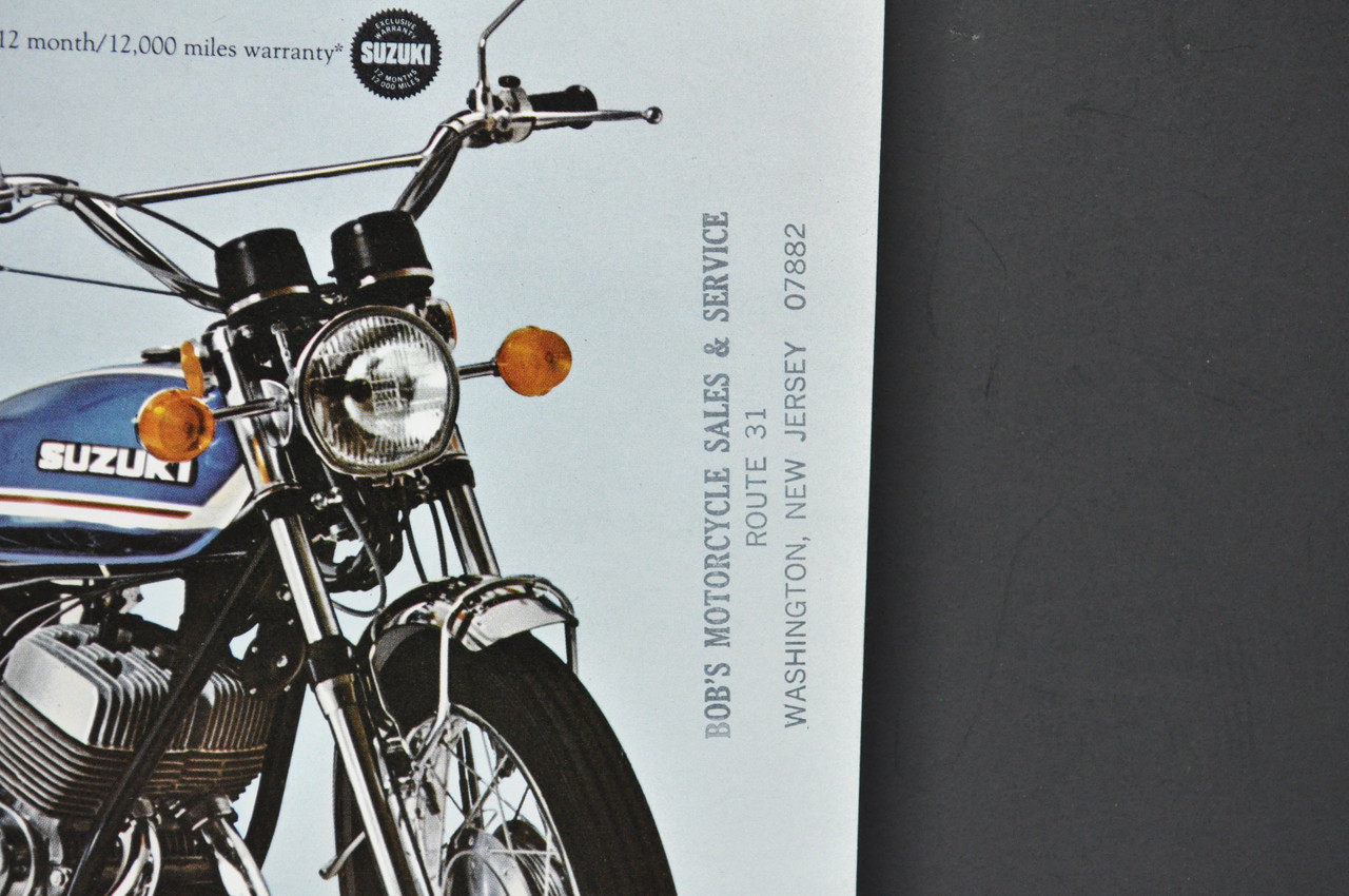 Vintage NOS 1973 Suzuki T500 J Titan Suzuki T250 J Hustler Brochure Dealer Specs