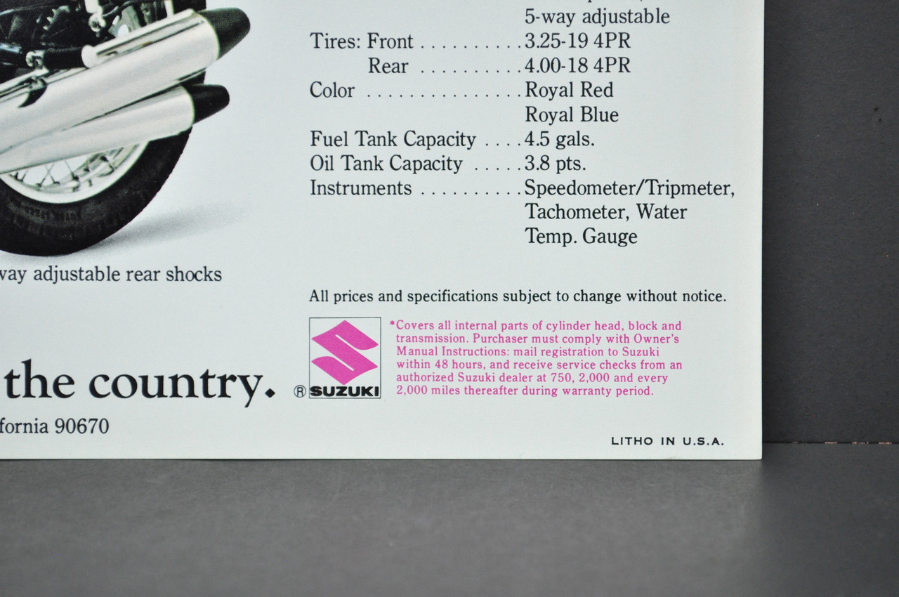 Vintage NOS 1973 Suzuki TS185 K Sierra TC125 K Prospector Brochure Dealer Specs OEM