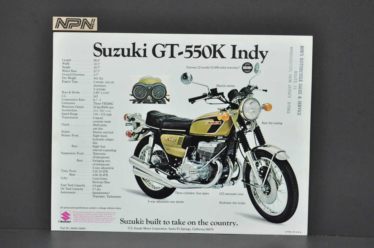 Vintage NOS 1973 Suzuki TS185 K Sierra TC125 K Prospector Brochure Dealer Specs OEM