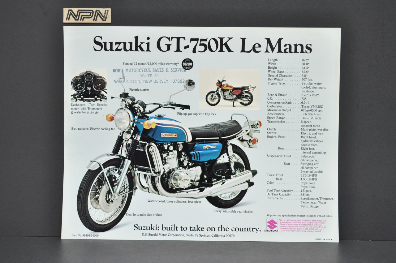Vintage NOS 1973 Suzuki TS185 K Sierra TC125 K Prospector Brochure Dealer Specs OEM