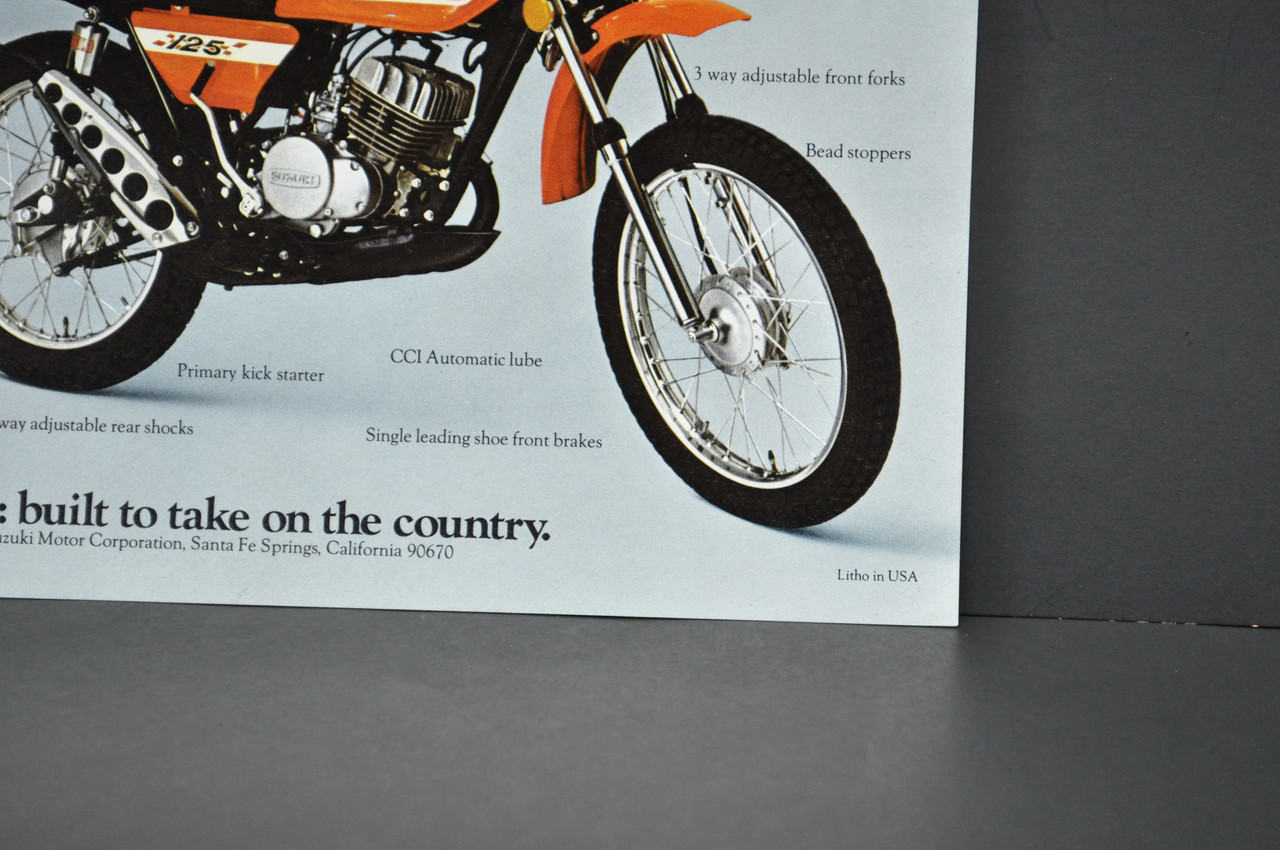 Vintage NOS 1972 Suzuki TS125 J Duster TC125 J Prospector Brochure Dealer Stamp