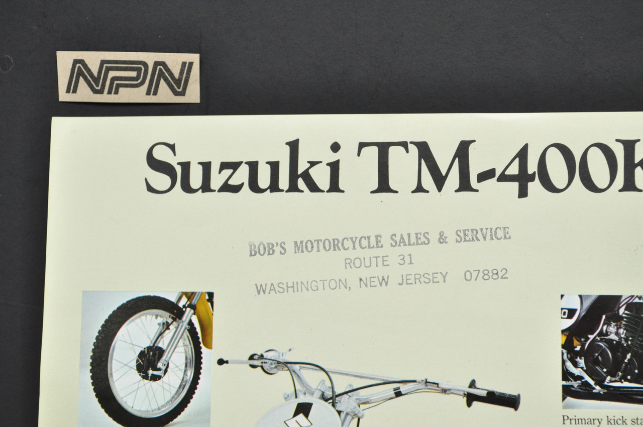 Vintage NOS 1973 Suzuki TM400 K Cyclone TS400 K Apache Brochure Dealer Specs OEM