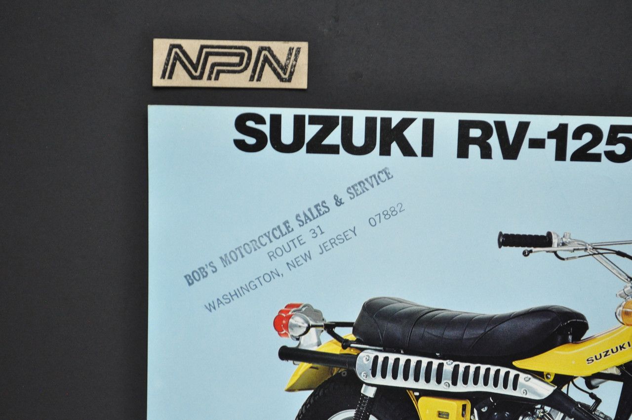 Vintage NOS 1974 Suzuki RV125 L Tracker RV90 L Rover Brochure Dealer Specs OEM