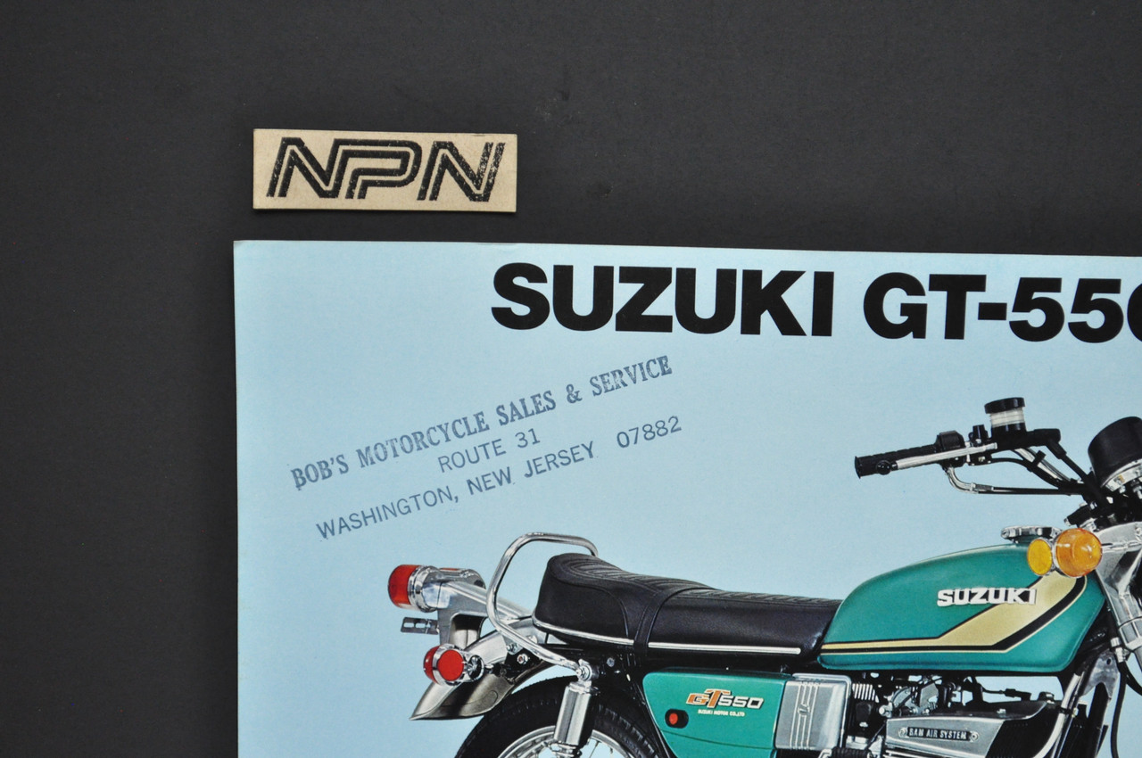 Vintage NOS 1974 Suzuki GT550 L Indy GT750 L LeMans Brochure Dealer Stamp OEM