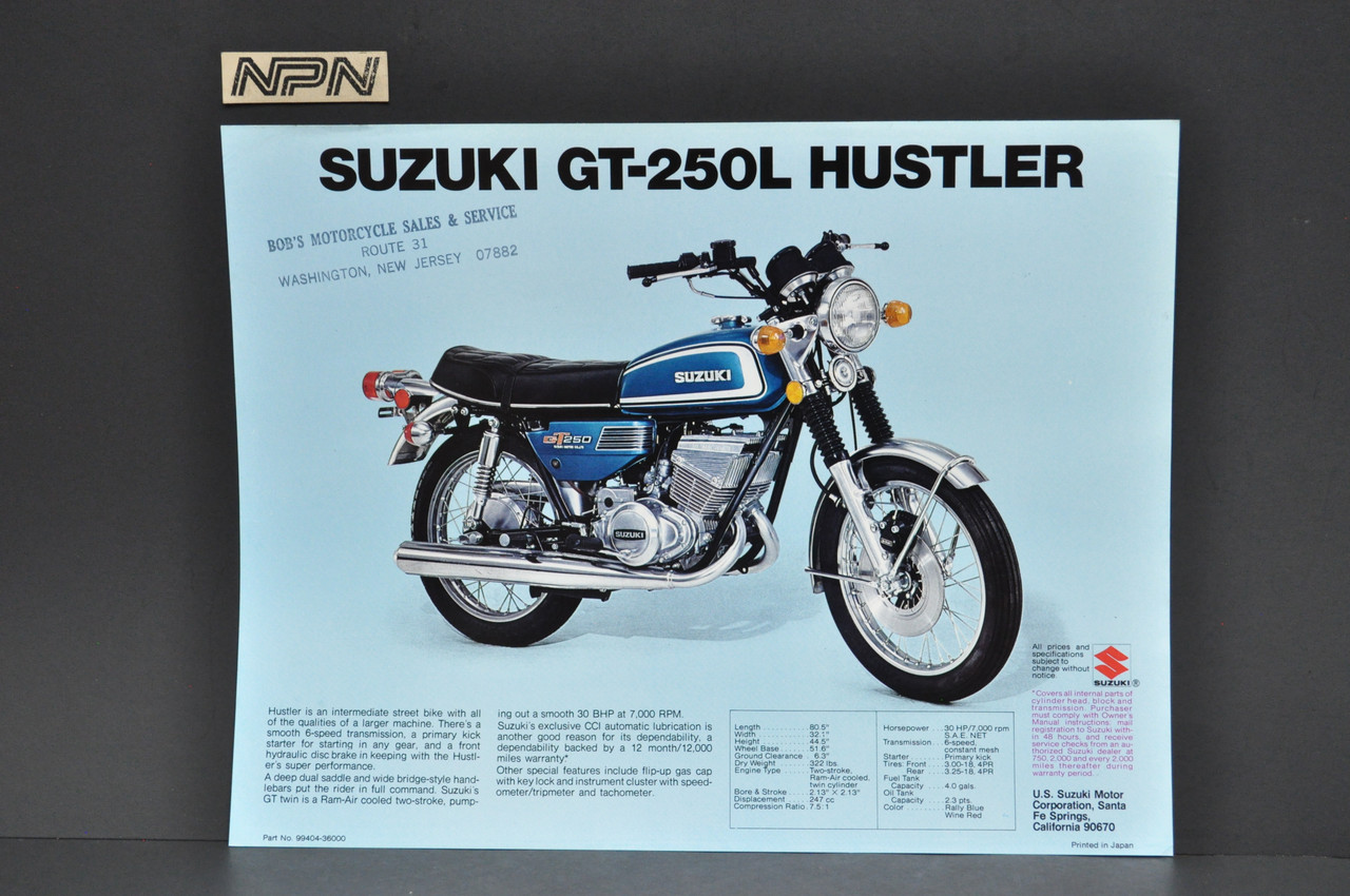 Vintage NOS 1974 Suzuki GT185 L Adventurer GT250 L Hustler Brochure Specs OEM