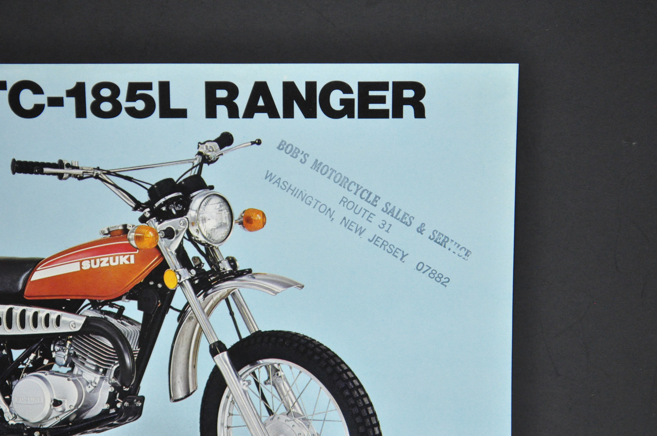 Vintage NOS 1974 Suzuki TS185 L Sierra TC185 L Ranger Brochure Dealer Specs
