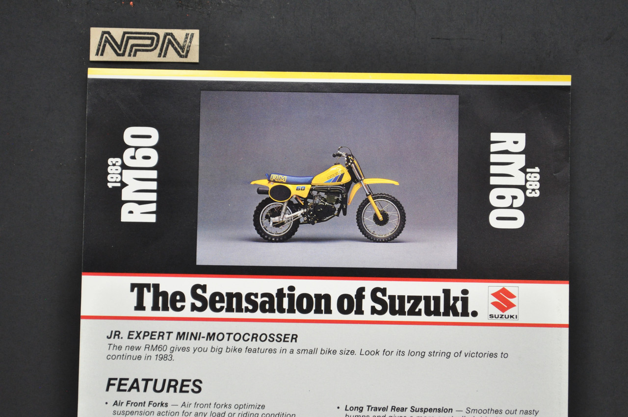 Vintage NOS 1983 Suzuki RM60 Motorcycle Brochure Dealer Spec Sheet OEM