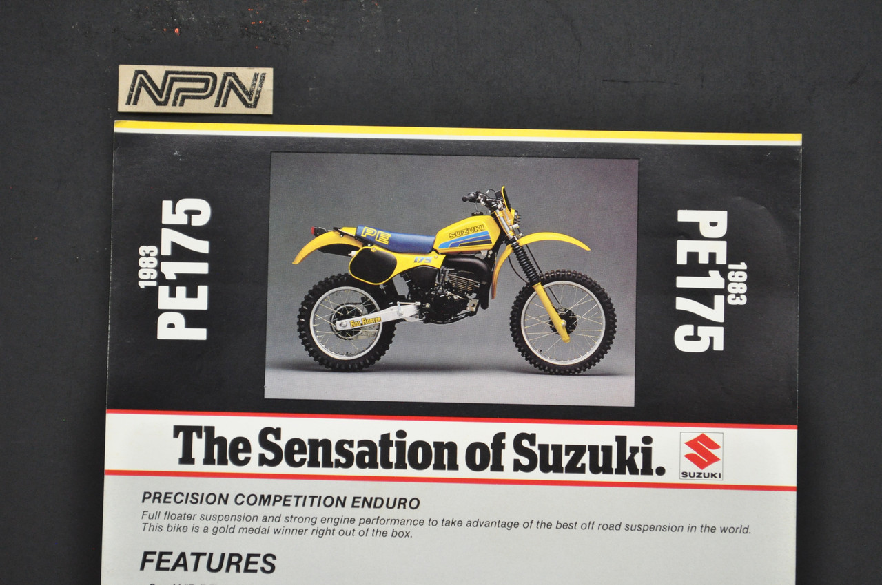 Vintage NOS 1983 Suzuki PE175 Motorcycle Brochure Dealer Spec Sheet OEM