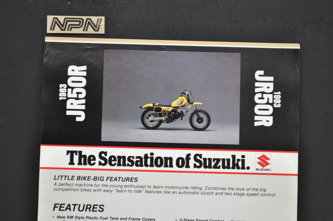 Vintage NOS 1983 Suzuki JR50 R Motorcycle Brochure Dealer Spec Sheet OEM
